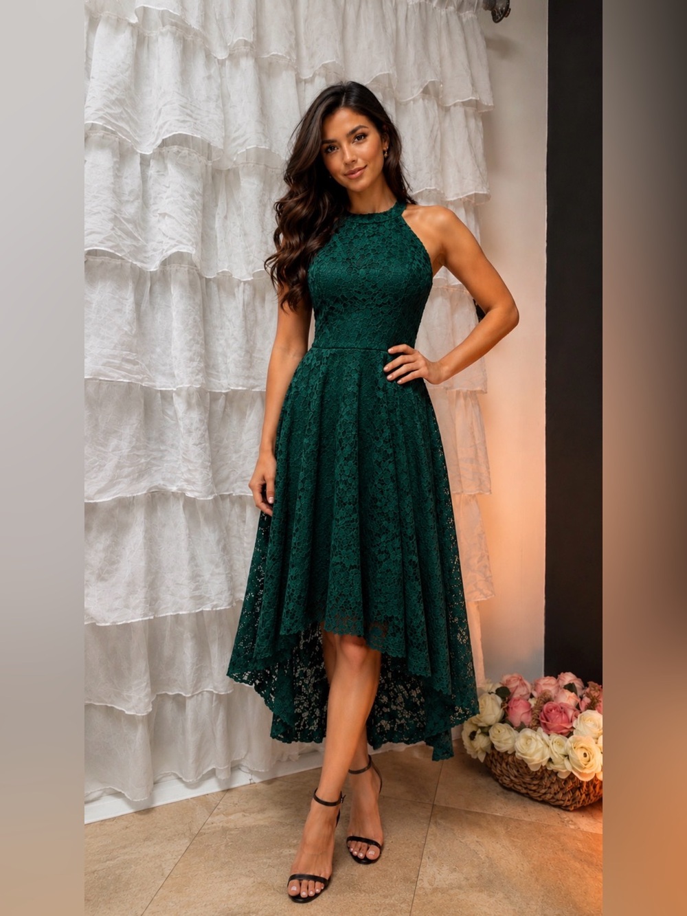 Dressystar Women’s Lace Formal Dress Dark Green Medium